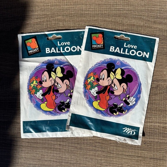 Vtg Mickey Unlimited Mickey Minnie Mouse I Love You Character Balloon Helium Nos - Picture 1 of 3